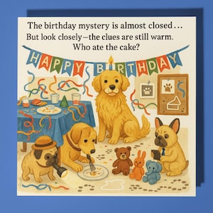 Investigatori di cani - Biglietto di auguri di buon compleanno - Animale divertente - Busta per biglietti di auguri premium - Cane personalizzato - Biglietto divertente - Amico di famiglia Papà