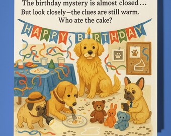 Dogs investigators - Happy Birthday Card - Funny Animal - Premium Greeting Card Envelope - Personalised dog - funny card - family friend Dad