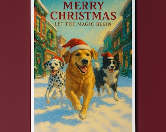 Three Dogs One Joy - Santa’s Helpers Collection - Christmas Card - Funny Dog Breeds Premium Greeting Card & Envelope Personalised Friends