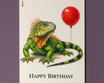Animal Hugs Series Iguana: Legend Status Happy Birthday Card Premium quality Greeting Card and Envelope Personalised Friends Family members
