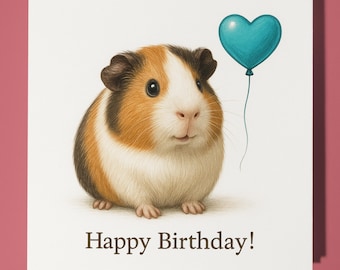 Animal Hugs Collection - Puffington Guinea Pig  - Birthday Card - Funny Animal - Premium Greeting Card & Envelope - Personalised card