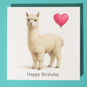 Animal Hugs Collection - Smiling Alpaca - Happy Birthday Card - Funny Animal - Premium Greeting Card & Envelope - Personalised card - Friend