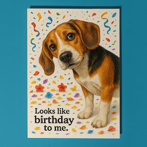 Dog Breeds Collection - Don’t Look Away - Beagle Dog - Birthday Card - Funny Animal - Premium Greeting Card & Envelope - Personalised card