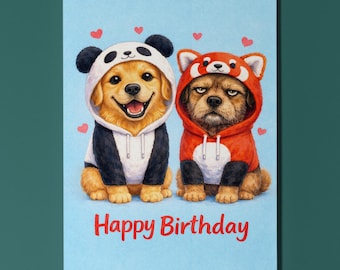 Golden Retriever Border Terrier Dog Birthday Card, Panda Red Panda Hoodie, Cute Personalised Dog Lover Gift