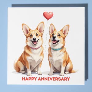 Verjaardagskaart Corgi en rood hart - grappig dier - Premiumwenskaart en envelop - Gepersonaliseerde hondenkaart - Echtgenoot