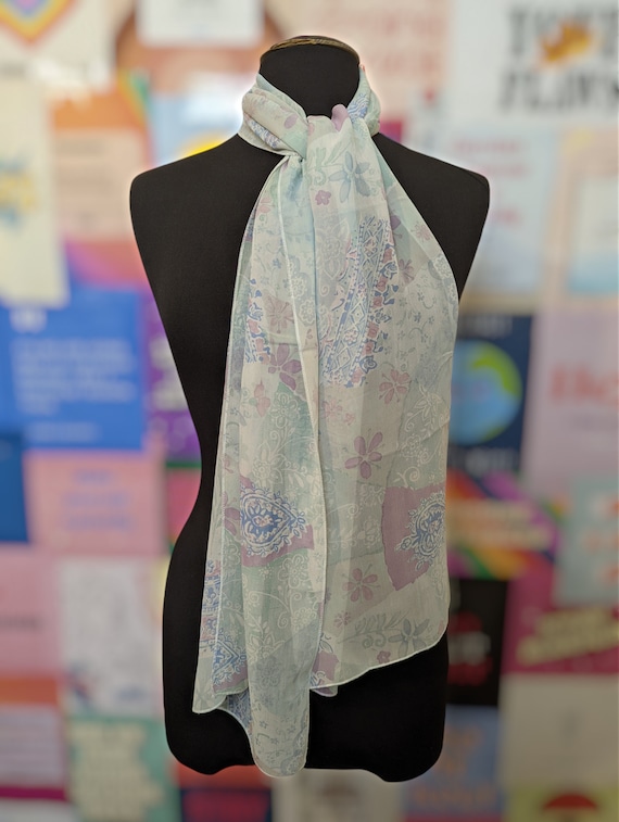Lovely Blue Lavender Colour Long Pure Silk Scarf … - image 2