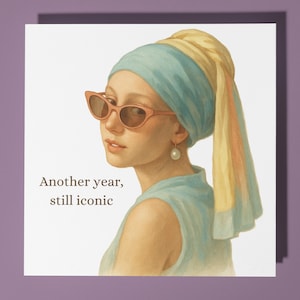 Boucle d'oreille fille avec une perle - carte de joyeux anniversaire - carte de voeux et enveloppe premium - carte amusante personnalisée - maman amie de la famille