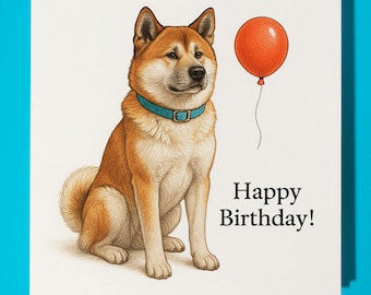 Dog Breeds Collection - Akita Dog - Happy Birthday Card - Funny Animal - Premium Greeting Card & Envelope - Personalised Dog card - Friend
