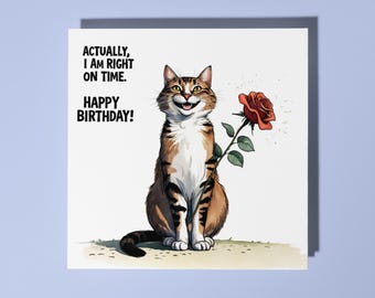 Handmade Cat from Wonderland Happy Birthday Card - Funny Animal Card Animal Lovers Premium Greeting Card With White Envelope