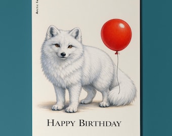 Animal Hugs Series Arctic Fox: Pure joy Happy Birthday Card  Premium Greeting Card Envelope Personalised Friends Family members