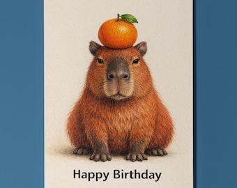Animal Hugs Collection Orange Capybara Happy Birthday Card  Animal Hugs Collection Premium Card Envelope Personalised Friends Family members