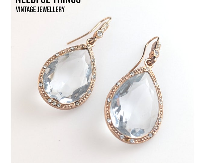 Elegant Jewellery Rose Gold Colour Teardrop Crystal Earrings