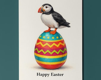 Puffin: Sweetest hatch Happy Easter Card Funny Premium Greeting Card and Envelope Personalised - Friends Family members