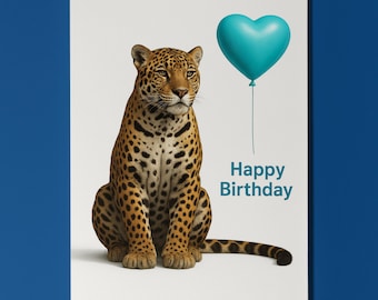 Wild Cats Party Collection - Jaguar - Happy Birthday Card - Funny Animal - Premium Greeting Card & Envelope - Personalised card - Friend