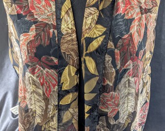 Vintage Ochre Gold Brown sugar Scarlet red Colour Poly Scarf by Liz Claiborne 53"x 12"