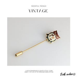 Lovely Vintage Jewellery Gold-tone Owl Needle Pin Brooch