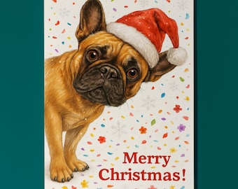 French Bulldog Dog - Don’t Look Away - Merry Christmas Card - Funny Dog Breeds - Premium Greeting Card Envelope - Personalised card - Friend