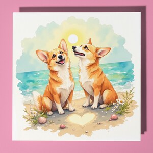 Verjaardagskaart twee Corgi's - grappig dier - Premiumwenskaart en envelop - Gepersonaliseerde hondenkaart - Vrouw Echtgenoot Moeder Vader Vriend