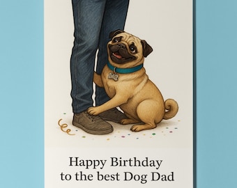 My Human Is the Best Collection Pug Dog Happy Birthday to the best dog Dad Card Premium Greeting Card Envelope Personalised Friends Family