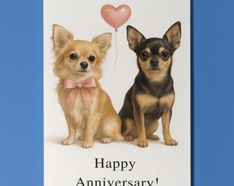 Dog Breeds Collection - Chihuahua dogs - Anniversary Card - Funny Animal - Premium Greeting Card & Envelope - Personalised card - Couples