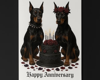 Dog Breeds Collection - Gothic Passion - Doberman Dog - Anniversary Card - Funny Dogs - Premium Greeting Card Envelope - Personalised card