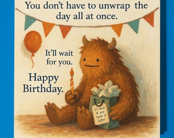 Funny monster - Compassion Collection - Happy Birthday Card - Funny Animals - Premium Greeting Card Envelope Personalised  card - Friend