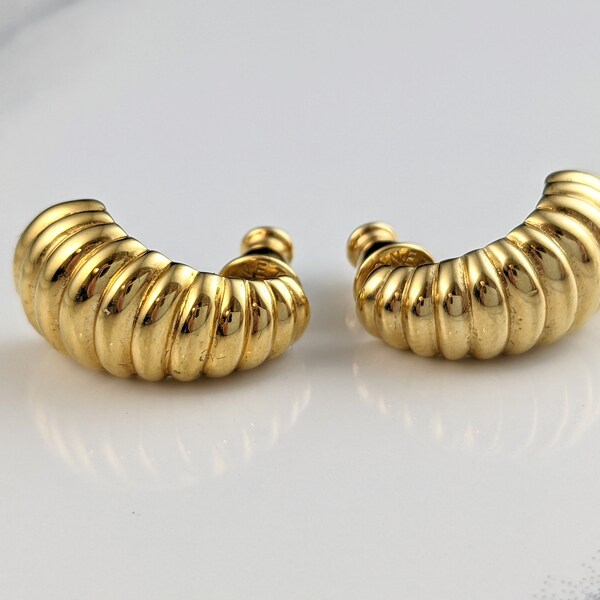 Lovely Vintage Gold-tone  Half Hoop Design Stud Earrings by Monet Jewellery.