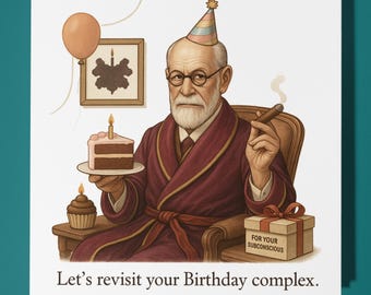 Sigmund Freud - Happy Birthday Card - Funny Animal - Premium Greeting Card & Envelope - Personalised funny card - friend family