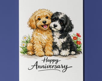 Cockapoo Dogs Love - Anniversary Card - Funny Dog Breeds - Premium Greeting Card Envelope - Personalised card - Couple Wife Husband