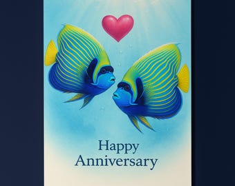 Rainbow Fish Parade Collection - Emperor Angelfish - Anniversary Card - Funny Animal - Premium Greeting Card & Envelope - Personalised card