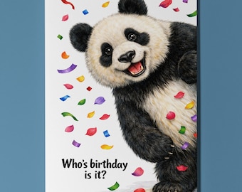 Animal Hugs Collection Panda Peekaboo Happy Birthday Card  Premium Greeting Card Envelope Personalised Friends Family surprise Cute