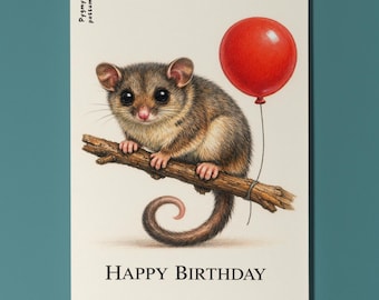 Animal Hugs Series Pygmy Possum: Tiny But Mighty Happy Birthday Card Premium quality Greeting Card Envelope Personalised Australian Wildlife