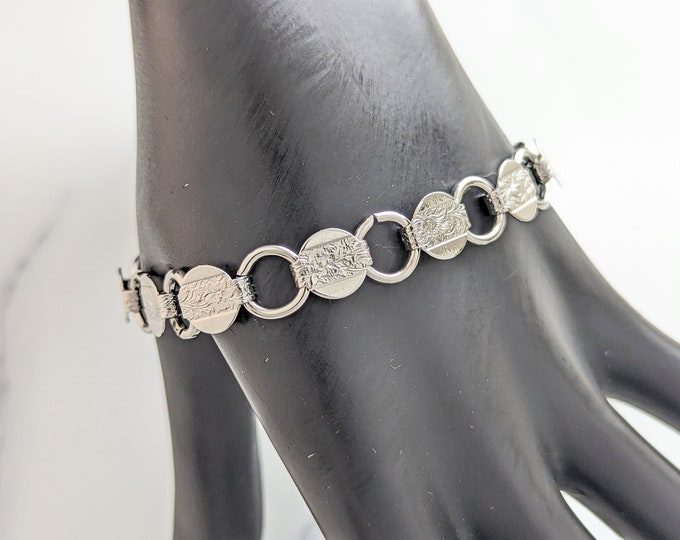 Classic "Young and Gay" Silver Section Charm Holder Bracelet by Sarah Coventry