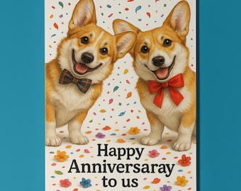 Dog Breeds Collection - Still Looking at You - Corgi Dogs - Anniversary Card - Funny Premium Greeting Card & Envelope - Personalised card