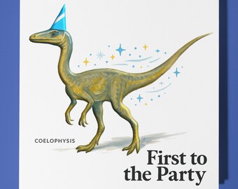 Dinosaur Coelophysis  - Birthday Card - Personalised card -  Funny Animal Card - Premium Greeting Card & Envelope Mum Dad Son Sister Friend