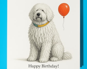 Dog Breeds Collection - Komondor Dog - Happy Birthday Card - Funny Animal - Premium Greeting Card & Envelope - Personalised card - Friend