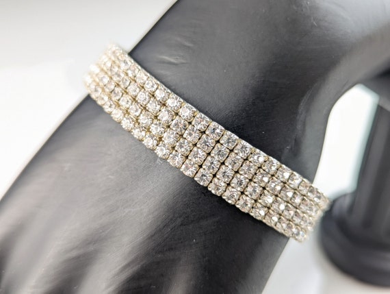 Lovely Vintage Jewellery Brilliant Rhinestone Stretch Bracelet Etsy