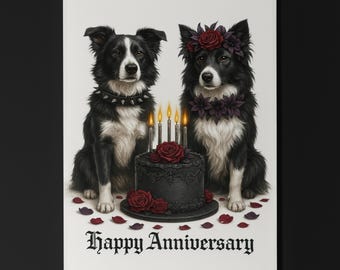 Dog Breeds Collection - Gothic Passion - Border Collie - Anniversary Card - Funny Dogs - Premium Greeting Card Envelope - Personalised card