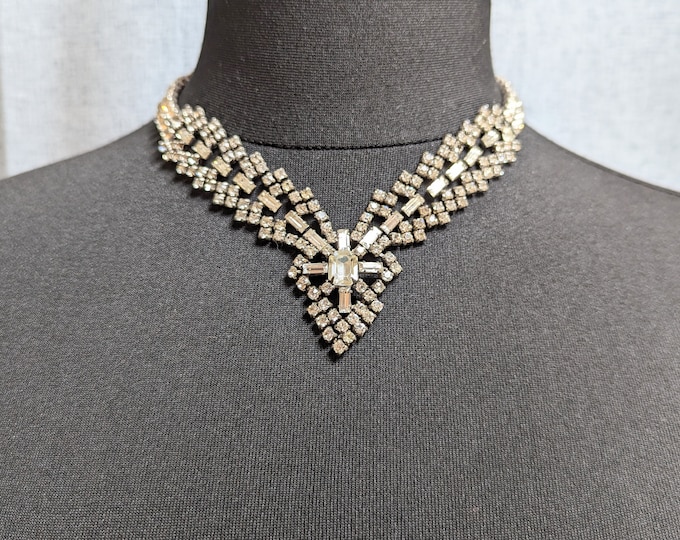Spectacular Vintage Jay Flex Sterling Canadian Jewellery Crystal Necklace