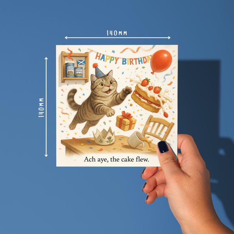 Tabby Cat Birthday Card – Funny Animal Greeting Card - Personalised ...