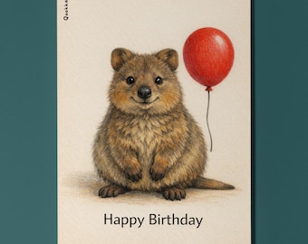 Animal Hugs Series Quokka: Spread the smile Happy Birthday Card  Premium Greeting Card Envelope Personalised Friends Family members
