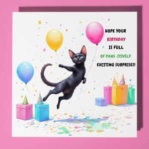 Orientalische Katze Alles Gute zum Geburtstag Karte - Lustiges Tier - Premium Grußkarte & Umschlag - Personalisierte Katzenkarte - Enkel Tochter Sohn Mama