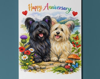Skye Terriers: Loyal Companions Happy Anniversary Card - Funny Dog Breeds Premium Greeting Card Envelope Personalised card Couple Spouses