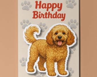 Cockapoo Dog Breeds - Pop Pets 3D Collection - Happy Birthday Card - Funny Animal Premium Quality Greeting Card & Envelope Personalised card