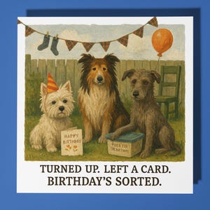 Cani scozzesi - Biglietto di auguri di buon compleanno - Animale divertente - Busta per biglietti di auguri premium - Biglietto personalizzato per cani - sorella figlia amica papà