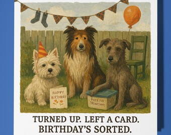 Scottish Dogs  - Happy Birthday Card - Funny Animal - Premium Greeting Card Envelope - Personalised Dog card - sister daughter friend Dad