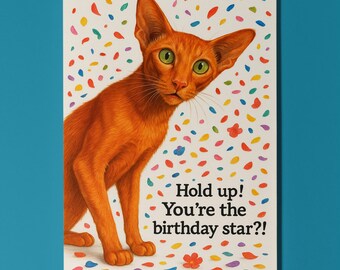 Cat Breeds Collection - Don’t Look Away - Oriental cat  - Birthday Card - Funny Animal - Premium Greeting Card Envelope - Personalised card