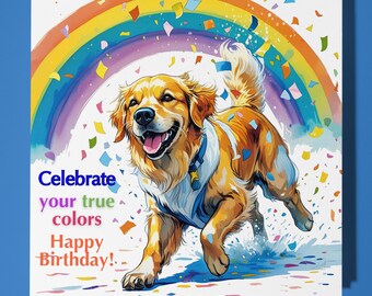 Labrador Dog LGBTQ+ Happy Birthday Card - Funny Animal - Premium Greeting Card & Envelope - Personalised Dog card - Friend