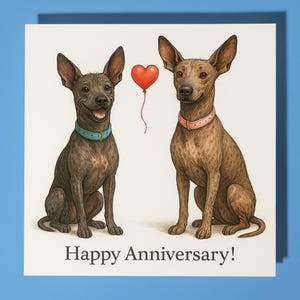 Inka Orchidee und rotes Herz alles Gute zum Jubiläum Karte - Lustiges Tier - Premium Grußkarte & Umschlag - Personalisierte Hunde Karte - Frau Mann