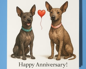Inca Orchid and red heart Happy Anniversary Card - Funny Animal - Premium Greeting Card & Envelope - Personalised Dog card - Wife Husband